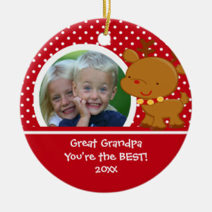 Great Grandpa Photo Reindeer Christmas Ornament