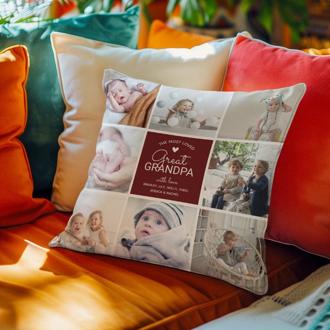 GREAT GRANDPA 'the most loved' Photo Collage Cushion (Creator Uploaded)