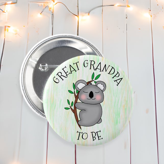 Great Grandpa To Be | Koala themed Baby Shower 6 Cm Round Badge (Creator Uploaded)