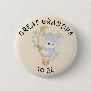 Great Grandpa To Be Koala themed Baby Shower 6 Cm Round Badge