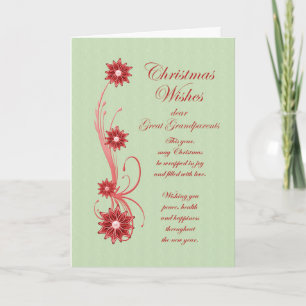 Great Grandparents Christmas Scrolls and Flowers Holiday Card