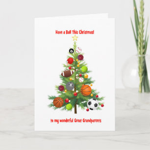 Great Grandparents Christmas Tree With Balls Holiday Card