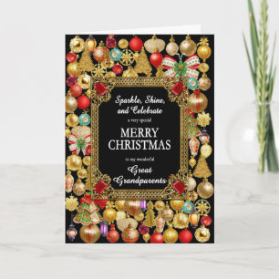 Great Grandparents Merry Christmas with Ornaments Holiday Card