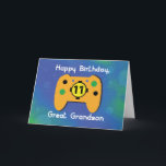 Great Grandson 11 Year Old Birthday Gamer Control Card<br><div class="desc">This card will be perfect when you are looking for a fun birthday card to greet your great grandson a happy 11th birthday. A video game hobbyist like him is sure to love a card that shows the thing he often holds in his hands.</div>
