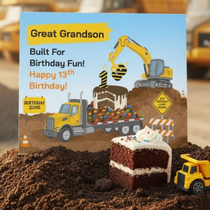 Great Grandson 13th Birthday Construction Site Card