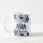 Great Grandson 16th Birthday Navy Coffee Mug<br><div class="desc">A gorgeous navy and silver balloon happy 16th birthday mug. This fabulous design is the perfect way to wish your great grandson or nephew a happy 16th birthday (or any age!) Personalise with our own custom name and message. Blue coloured typography.</div>