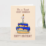 Great Grandson 1st Birthday, 1 on Sweet Blue Cake Card<br><div class="desc">The sweetest card ever having a sweet blue icing cake and colorful sweet candies on the front carries 1st birthday greeting for your precious great grandson. Send him this card on the celebration of him turning one.</div>