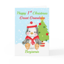 Great Grandson 1st Christmas Cute Penguin