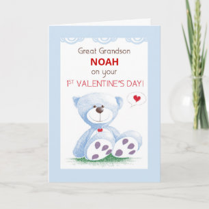 Great Grandson 1st Valentines Day Teddy Bear Card