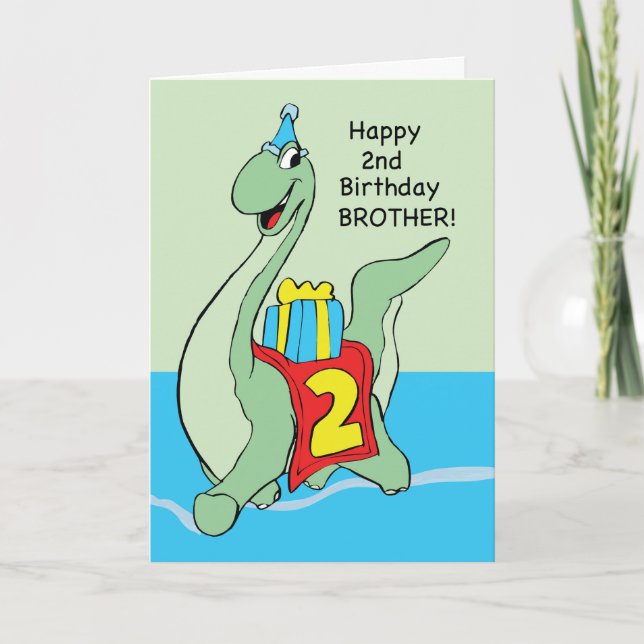 Great Grandson, 2nd Birthday Dinosaur Card (Front)