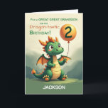 Great Grandson 2nd Birthday Personalise Dragon Card<br><div class="desc">Honour your great great grandson with a personalised 2nd birthday card that includes his name under the friendly dragon. Full of charm and fantasy,  this design is a thoughtful way to mark a meaningful moment in your family’s story.</div>