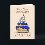 Great Grandson 4th Birthday, 4 on Sweet Blue Cake Card<br><div class="desc">When you great grandson who is turning four loves sweets,  then look no further,  this is the card that is perfect to send him and greet him happy 4th birthday. He will surely love that blue cake and colourful candies on the front.</div>