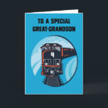 Great Grandson 4th Birthday Blue Train Card<br><div class="desc">A great card for a Great Grandson. Your lovely little boy will love to receive this train with a big number four on his 4th Birthday. A very suitable card for a boy with a cute illustration on a blue background that will put a smile on his face.</div>