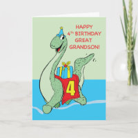 Great Grandson, 4th Birthday Dinosaur