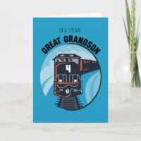 Great Grandson 4th Birthday Train, Little Boy, Blu
