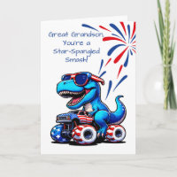 Great Grandson 4th of July Dinosaur T-Rex Truck