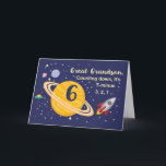 Great Grandson 6th Birthday Planets in Outer Space Card<br><div class="desc">Turning 6 is out of this world,  especially when it is your great grandson! Rocket ship,  planets and stars fill in the front of the card with the message as you count down to say Happy Birthday!</div>