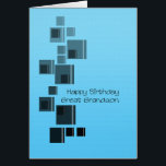 Great Grandson Abstract Design Blue Birthday Card<br><div class="desc">A simple card suitable for your great grandson's birthday. Black and grey squares over a plain blue background. A simple but very elegant card to wish a happy birthday to your great grandson.</div>