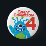 Great Grandson alien name age 4 button<br><div class="desc">Kids Birthday friendly alien badge / button customise with the age of your choice.</div>