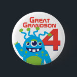 Great Grandson alien name age 4 button<br><div class="desc">Kids Birthday friendly alien badge / button customise with the age of your choice.</div>