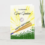Great Grandson Baseball Birthday Card<br><div class="desc">Give your baseball loving great grandson a baseball and bat card with an explosive baseball theme! A baseball and bat with the words 'To a wonderful great grandson'.</div>
