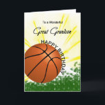 Great Grandson Basketball Birthday Card<br><div class="desc">Give your basketball loving great grandson a baseball and bat card with an explosive basketball theme! A basketball and bat with the words 'To a wonderful great grandson'.</div>