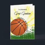 Great Grandson Basketball Birthday Card<br><div class="desc">Give your basketball loving great grandson a baseball and bat card with an explosive basketball theme! A basketball and bat with the words 'To a wonderful great grandson'.</div>
