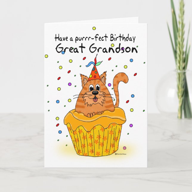 great grandson birthday card with ginger cupcake (Front)