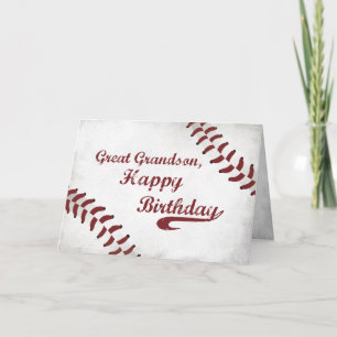 Great Grandson Birthday Large Grunge Baseball, Spo Card