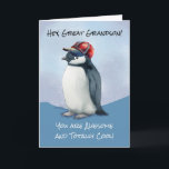 Great Grandson Birthday Penguin With Baseball Hat Card<br><div class="desc">Celebrate your great grandson’s birthday with a card that’s as fun and cool as he is! This charming design features a watercolor penguin wearing a red and blue baseball hat, adding a playful touch. The front highlights a cheerful message just for him, while the inside delivers a lighthearted birthday wish....</div>