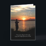 Great-Grandson Birthday, Sunset Fishing Silhouette Card<br><div class="desc">Wish your Great-Grandson a happy birthday with this beautiful sunset fishing card. Softened silhouette photo of a man fishing in the tall grass off the shore as the sun sets,  casting beautiful colours among the clouds in the sky.</div>