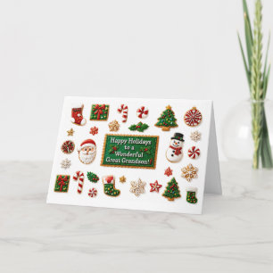 Great Grandson Cute Happy Holidays with Cookies Card