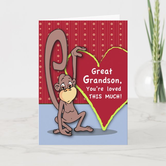 Great Grandson Cute Monkey Holiday Card (Front)