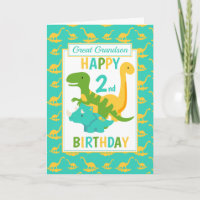 Great Grandson Dinosaur 2nd Birthday Blue