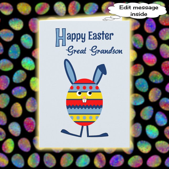Great grandson Easter egg bunny blue Holiday Card (Creator Uploaded)