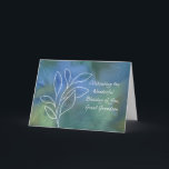 Great Grandson Religious Birthday Blessings  Card<br><div class="desc">A religious birthday card for your great grandson as a teen, young adult or man. Multi-coloured background in blues and greens adds a special touch, with branches and leaves outlined in white. let him know that he is a precious gift from God and you are thinking of him on his...</div>