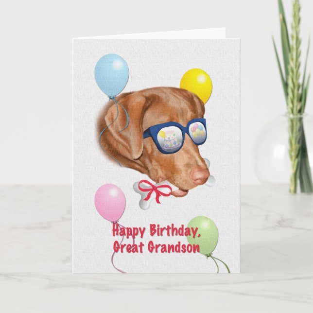 Great Grandson's Birthday Card with Labrador Dog (Front)