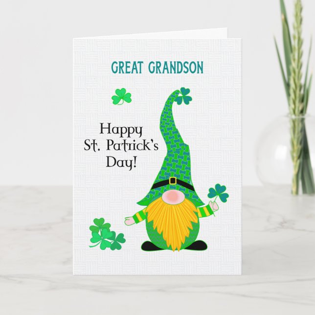Great Grandson's St Patrick's Fun Leprechaun Card (Front)