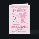 Great Great Granddaughter 3rd Birthday Magical Fai Card<br><div class="desc">Your great great granddaughter will love this little fairy who is bringing special love from you on her birthday! Favourite pink colour  is filling this card with a fairy,  hearts and stripes!</div>