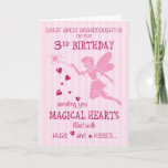 Great Great Granddaughter 3rd Birthday Magical Fai Card<br><div class="desc">Your great great granddaughter will love this little fairy who is bringing special love from you on her birthday! Favourite pink colour  is filling this card with a fairy,  hearts and stripes!</div>