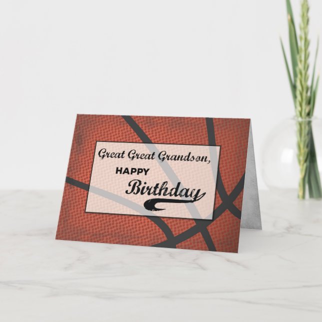 Great Great Grandson Birthday Basketball Large Card (Front)
