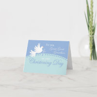 Great Great Grandson Christening Dove on Blue