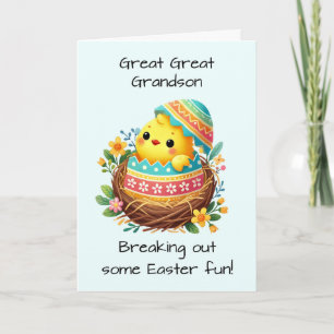Great Great Grandson Easter Chick Breaking Shell Card
