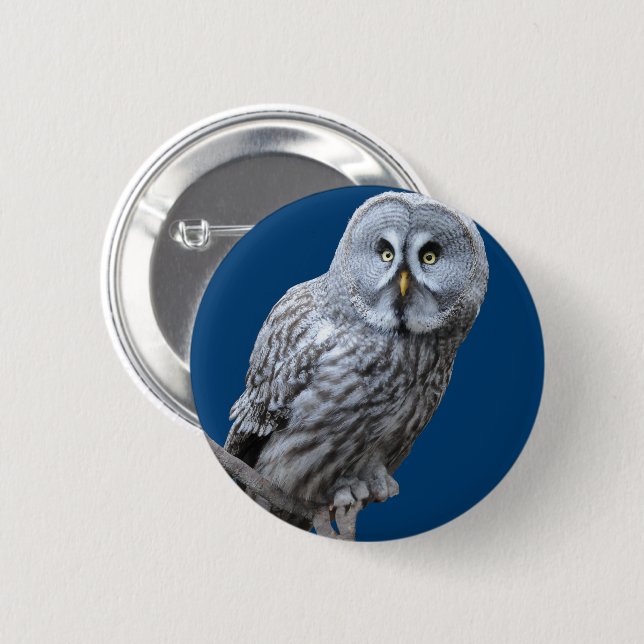 Great Grey Owl 6 Cm Round Badge (Front & Back)