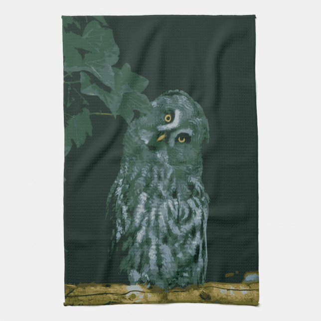 Great Grey Owl American MoJo Kitchen Towels (Vertical)