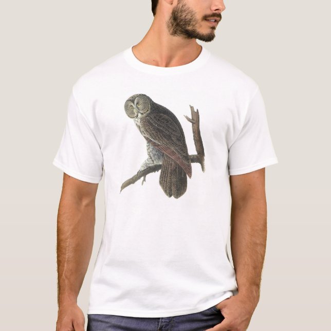 Great Grey Owl by Audubon T-Shirt (Front)