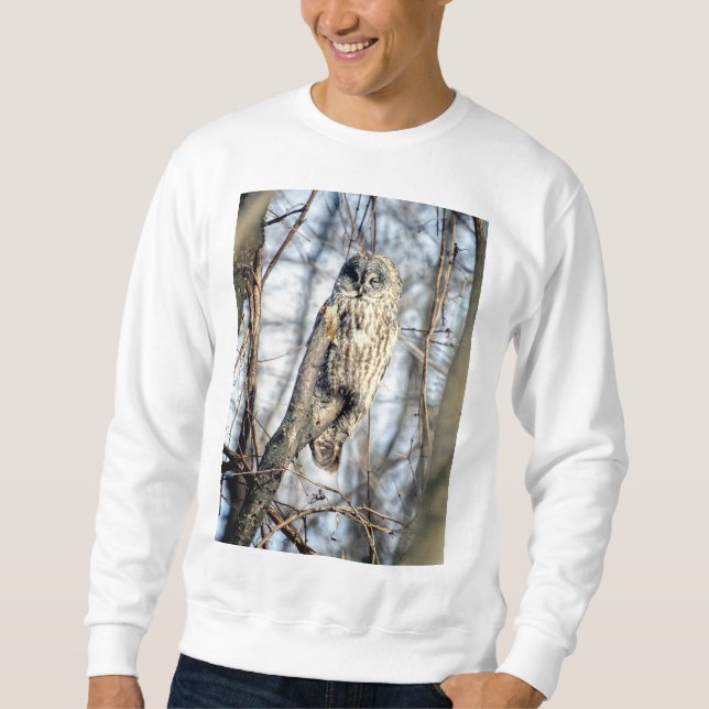Great Grey Owl - Creamy Brown Watcher Sweatshirt (Front)