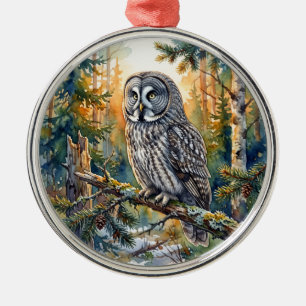 Great Grey Owl Metal Tree Decoration