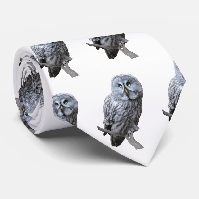Great Grey Owl Neck Tie (Rolled)