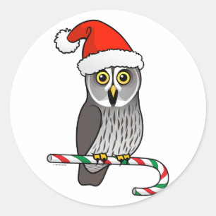 Great Grey Owl Santa Classic Round Sticker